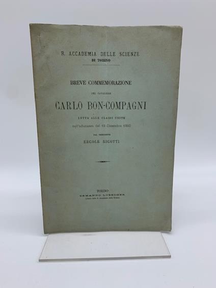 Commemorazione del cavaliere Carlo Bon-Compagni - Ercole Ricotti - copertina