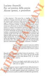 Per un'estetica della poesia. Alcune ipotesi, e procedure