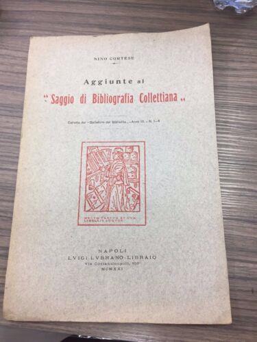 Aggiunte al "Saggio di Bibliografia Collettiana" - Nino Cortese - copertina