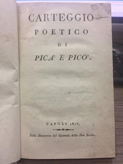 Carteggio poetico di Pica' e Pico' - copertina