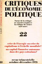 Critiques de l'économie politique n.22, octobre-décembre 1975