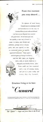 Gracious living at its best by Cunard. Pubblicità 1951