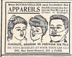 Mme Duchatellier, appareils modificateurs de formes du nez. Pubblicita 1906