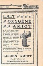 Lait oxygéné Amiot. Lucien Amiot, Levallois-Perret. Pubblicita 1906