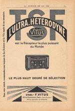 L' Ultra-Hétérodyne Vitus / Pival. Pubblicita 1926, fronte retro