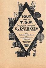 Tout pour la TSF. G. Dubois, Paris. Pubblicita 1926