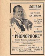 Sourds qui voulez entendre Phonophore. Et J. Desmaretz. Pubblicita 1926