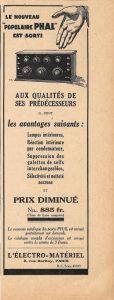 Le nouveau Populaire PHAL est sorti. L'électro-Matériel, Paris. Pubblicita 1926