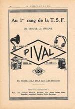Au 1er rang de la TSF on trouve la marque PIVAL. Pubblicita 1926