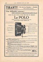 Le Polo. Tiranty, Paris / Sports Mestre & Blatgé, Paris. Pubblicita 1926, fronte retro