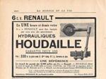 6 c.v. Renault. Amortisseurs hydrauliques Houdaille. Pubblicita 1926
