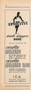 cerotto Adhaereo per sportivi. ICA Milano. Advertising 1946
