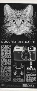 Canon QL. L'occhio del gatto. Advertising 1970