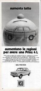 Nsu Prinz 4L / Brooklyn La Gomma Del Ponte. Advertising 1970, Fronte Retro