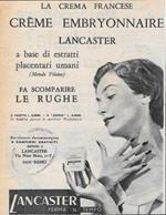 Crema Embryonnaire Lancaster. Advertising 1956