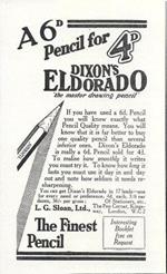 Dixon's Eldorado. The Finest Pencil. Advertising 1924