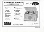 Gbc. Registratore Portatile A Nastro Pt/10. Advertising 1959