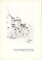 The old council house, Uzerche by S.M. Litten/Horseman by E. Kennington - Stampa 1924 fronte retro