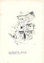 Old House, Uzerche/A Chateau, Uzerche. Pencil and wash drawing by S.M. Litten - Stampa 1924 fronte retro