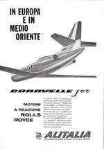 Alitalia. Caravelle Jet, in Europa e in Medio Oriente. Advertising 1960