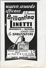 Brillantina Linetti con spruzzatore. Advertising 1942