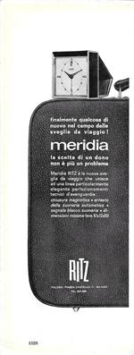 Sveglia da viaggio Meridia Ritz. Advertising 1963