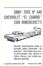 Dinky Toys no. 448. Chevrolt El Camino con rimorchietti. Advertising 1963