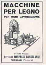 Officine Bongioanni. Fossano. Macchine per il legno. Advertising 1929