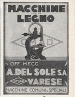 Off. Mecc. A. Del Sole. Varese. (OMAD) Macchine per il legno. Advertising 1929