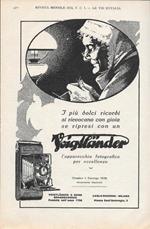 Voigtlander. L'apparecchio fotografico per eccellenza. Advertising 1928