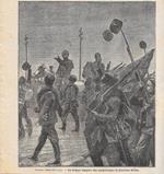 Guerra Serbo-Bulgara. Le truppe bulgare che attraversano la frontiera Serba. Stampa 1886