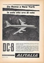 Dc-8 Alitalia, Roma New York In 8 Ore. Advertising 1958