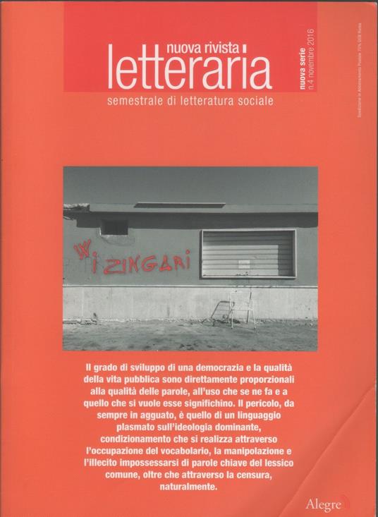 Nuova rivista letteraria. n. 4 / 2016 - copertina