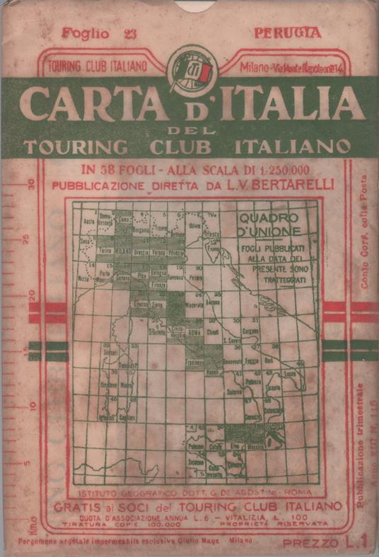 Carta d'Italia del Touring Club Italiano - Foglio 23 Perugia - copertina