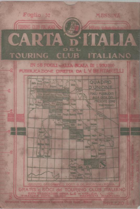 Carta d'Italia del Touring Club Italiano - Foglio 52 Messina - copertina