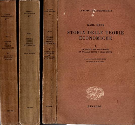 Storia delle teorie economiche tre volumi (sottolineate a matita) - copertina