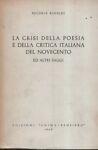 La crisi della poesia e della critica italiana del Novecento - Mario Rinaldi - copertina