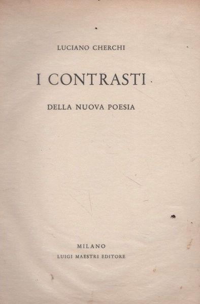 I contrasti della nuova poesia - Luigi Cherchi - copertina