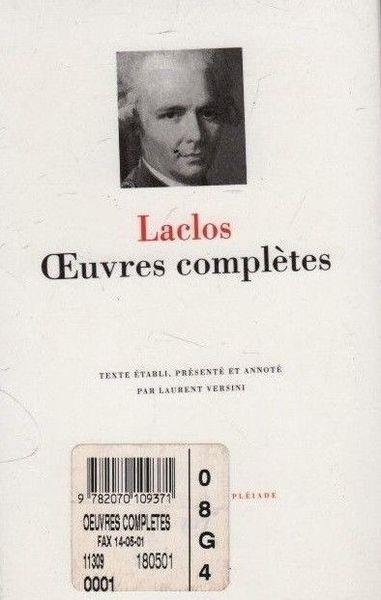 Oeuvres complètes - Pierre Choderlos de Laclos - copertina