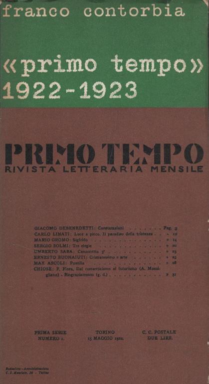 Primo Tempo 1922-923 - copertina