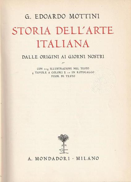 Storia dell'arte italiana - Edoardo Mottini - copertina