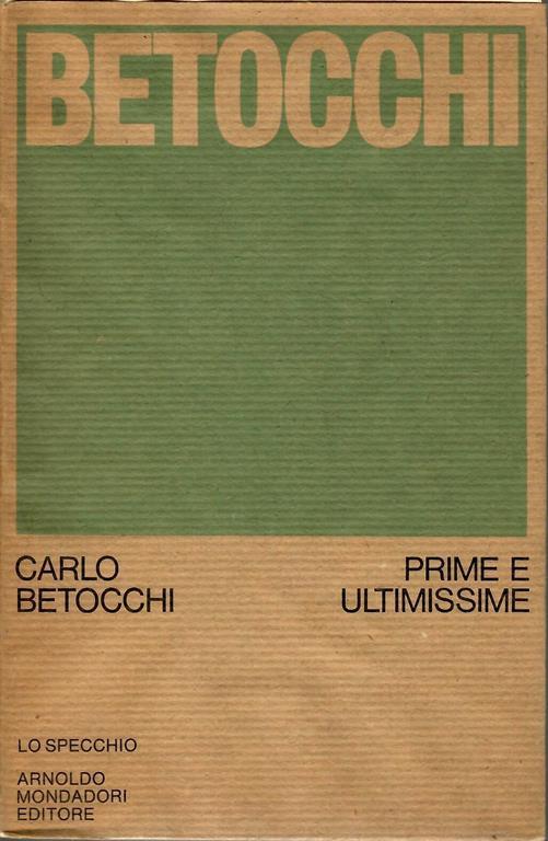 Prime E Ultissime - Carlo Betocchi - copertina