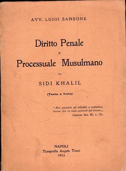 Diritto Penale e Processuale Musulmano da Sidi Khalil - copertina