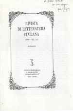 Rivista di letteratura italiana XII, 2-3 Estratto