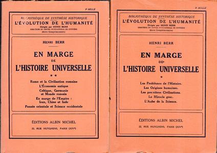 En Marge de L'idstoire Universelle. 2 tomes - Henri Berr - copertina