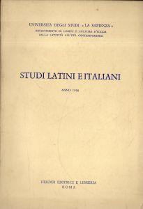 Studi latini e italiani. Anno 1986. Università degli studi "La Sapienza" - copertina