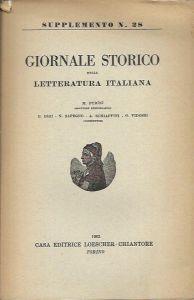 Giornale storico della letteratura italiana, supplemento n. 28 - copertina