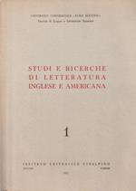 1° edizione! Studi e ricerche di letteratura inglese e americana Vol 1