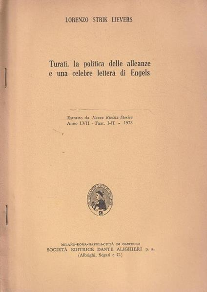 Turati, la politica delle alleanze e una celebre lettera di Engels - copertina