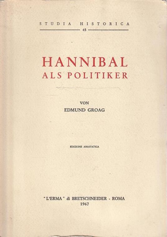 Hannibal Als Politiker - E. Groag - copertina